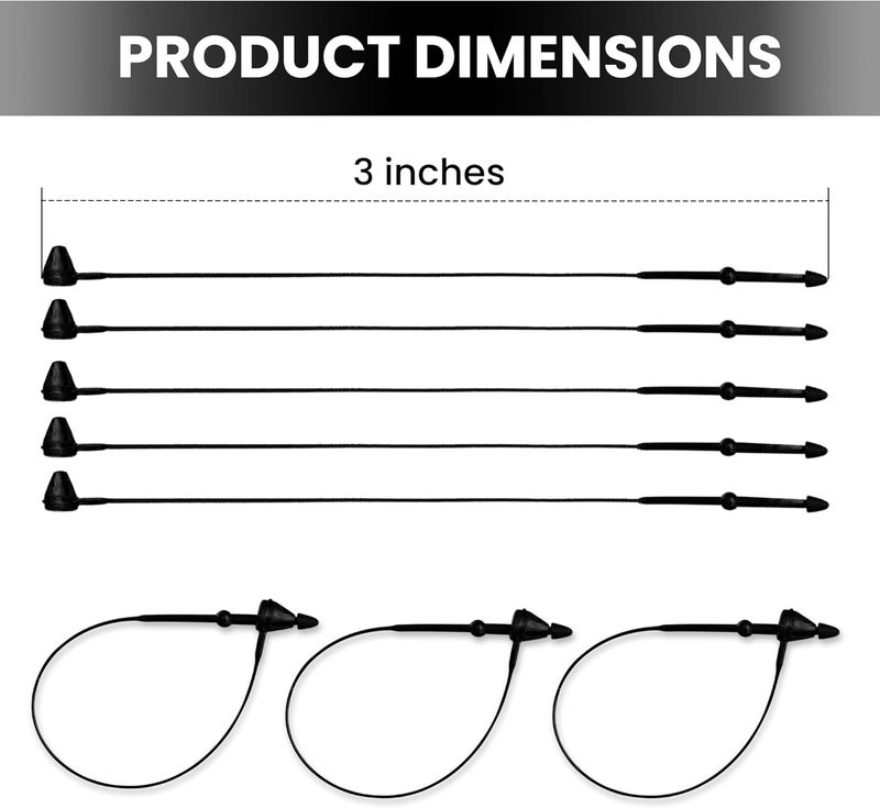 Perco 3 Inch Black Hang Tag Snap Lock Pins - 1,000 Pieces - Professional-Grade Security Loop Plastic Fasteners for Impeccable Tag Attachment - Image 2